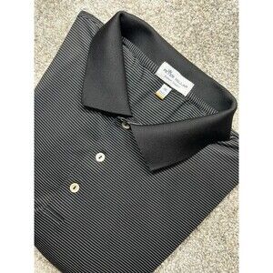 Peter Millar Summer Comfort Polo Shirt Mens XL Black Striped Short Sleeve FLAW